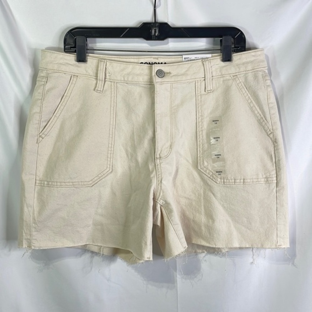 NWT Sonoma, natural canvas, high-rise, midsize shorts